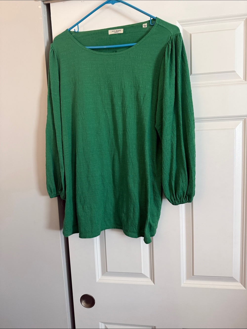 Max Studio Green Textured Long Sleeve Top
